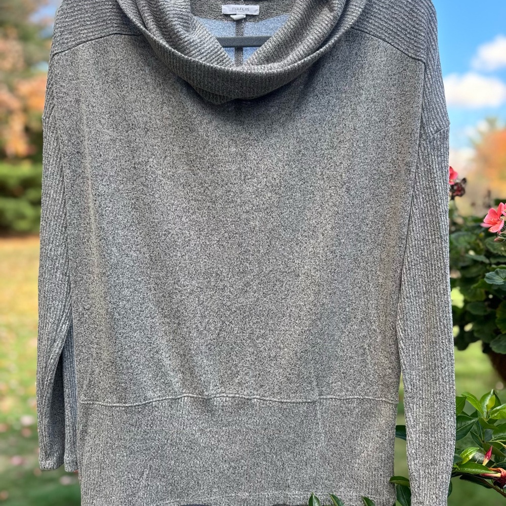 Maurices Heather Gray Cowl Neck Sweater